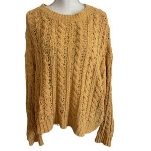 American Eagle Yellow Gold Open Knit Sweater Size XL Coastal Beach